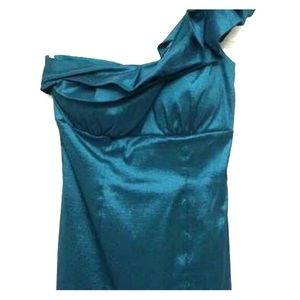 Teal one-shoulder dress